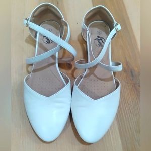 White Cross Strap Flats